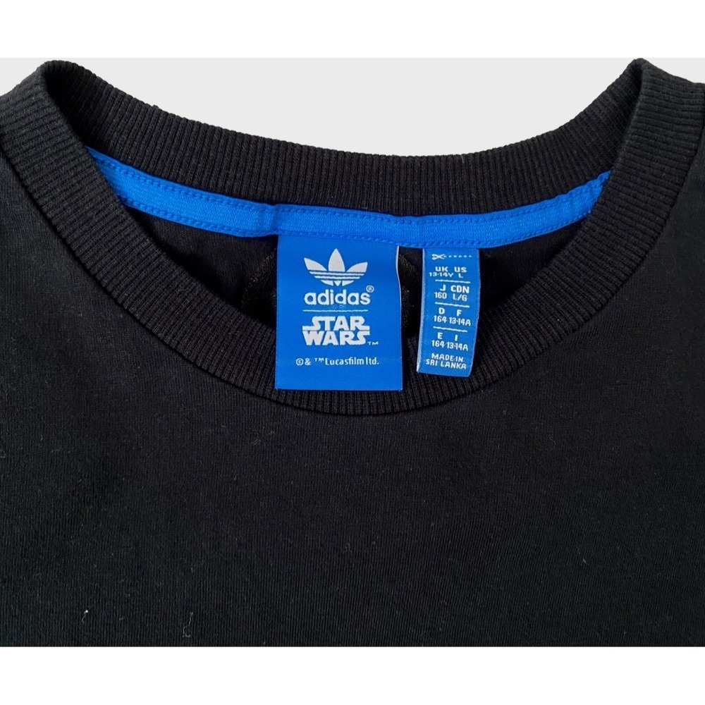 Adidas Originals Star Wars Stormtrooper Shirt Top Black Youth Vintage Rare L - Picture 4 of 4